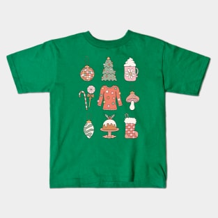 Retro Groovy Christmas 60s 70s Hippie Vintage Cute Design Kids T-Shirt